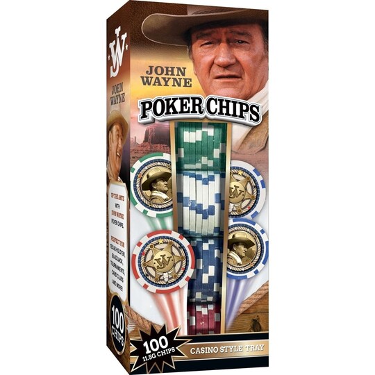 John Wayne 100 Piece Poker Chips Set Collectible Fine Texas Holdem